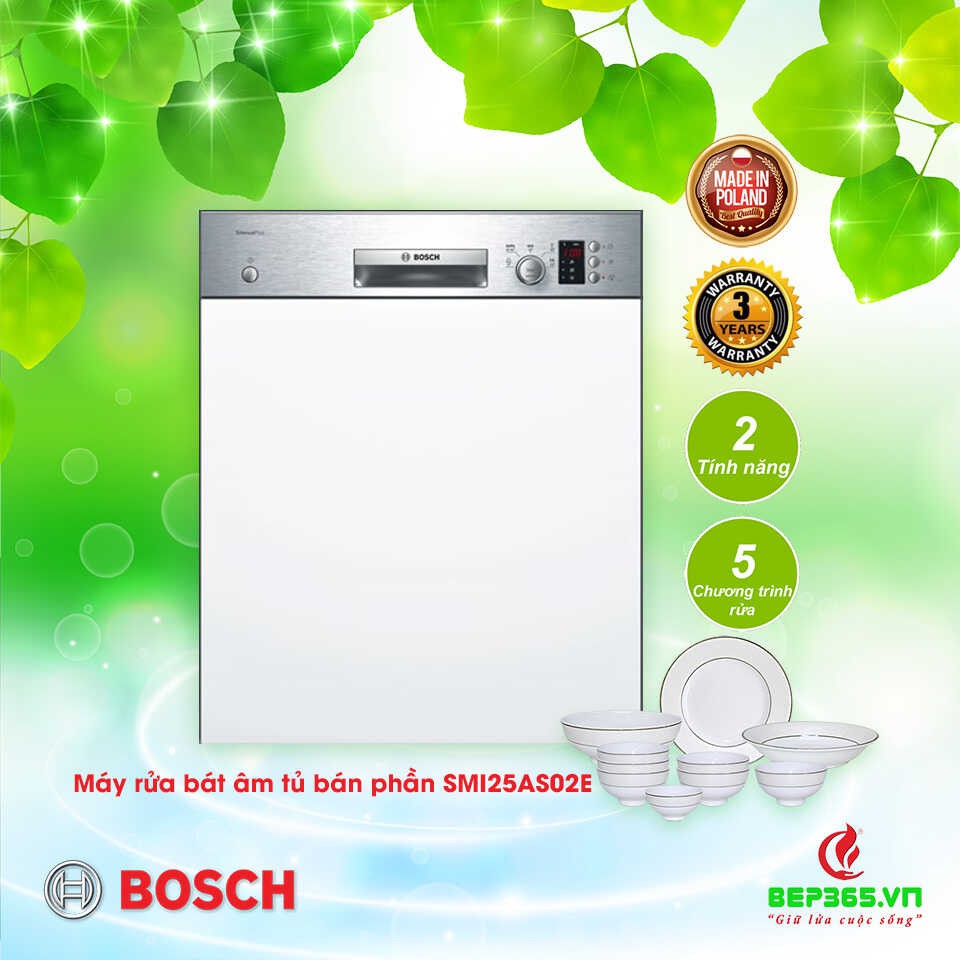 Máy rửa chén bát âm tủ bán phần Bosch SMI25AS02E