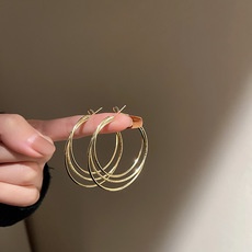 Bông Tai Mạ Bạc 925 Hình Tròn Đơn Giản Phong Cách Hàn Quốc Cho Nữ