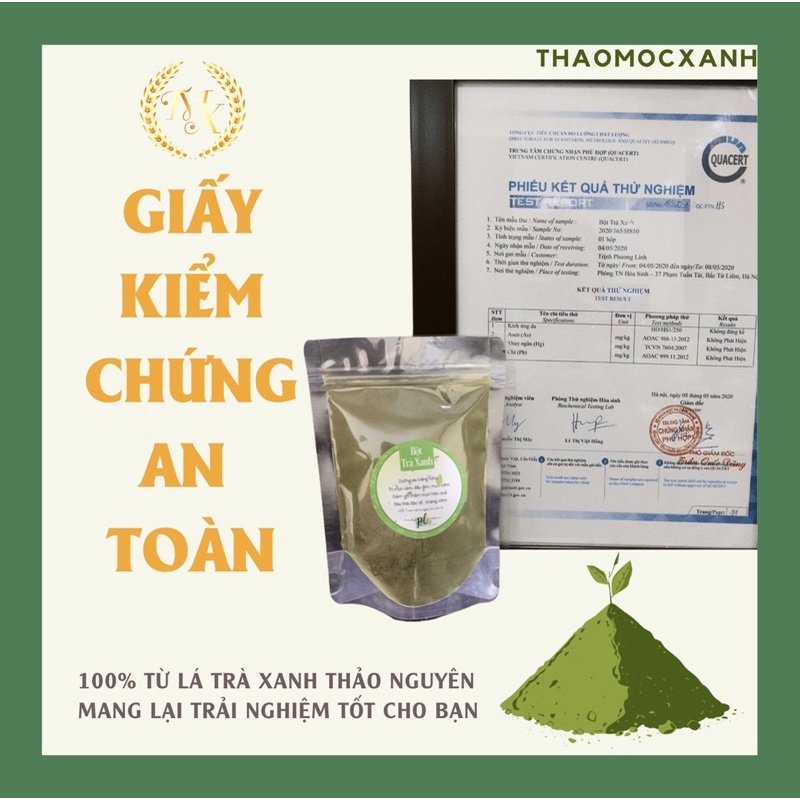 2 gói bột trà xanh ( loại 100gr/1g ) tặng que đắp