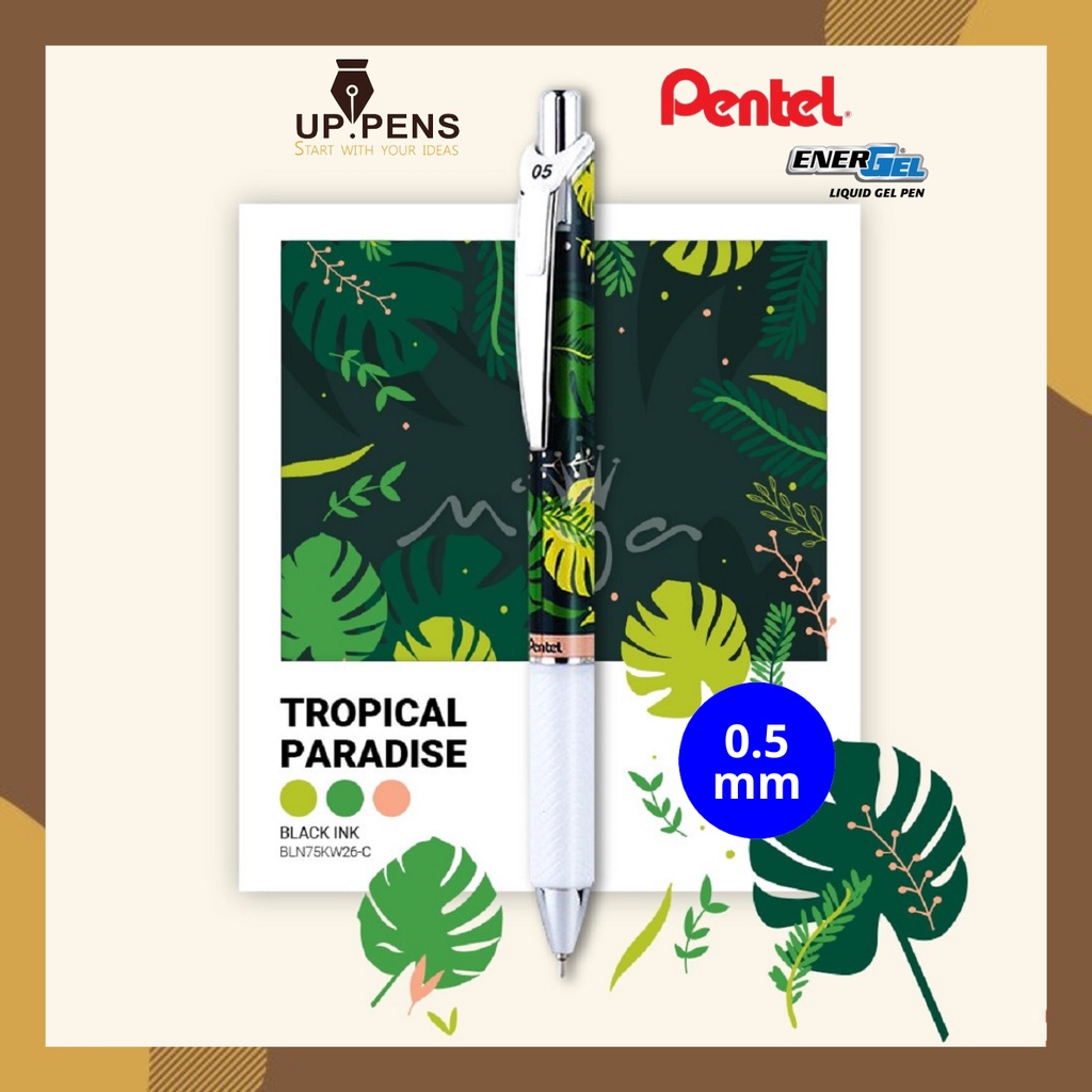 Bút gel Pentel Energel Roller BLN75KW - Kawaii Tropical Paradise - Needle tip 0.5mm - Màu xanh dương (Blue)