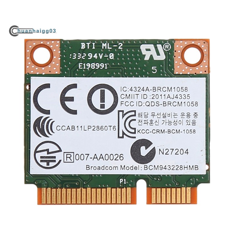 Card Wifi 2.4 + 5g 300m 802.11a / B / G / N Wifi Bluetooth 4.0 Mini Pci-E Cho Hp Bm943228Hmb Sps 718451-001