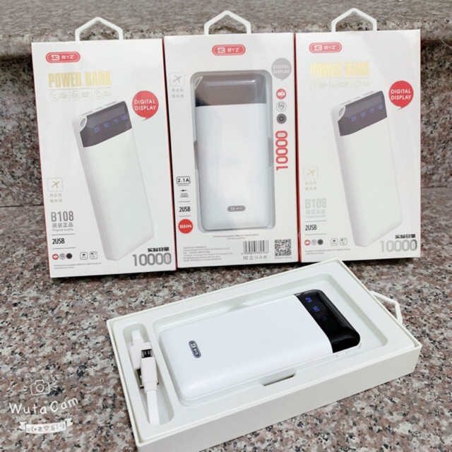 Sạc Dự Phòng BYZ B108 Dung Lượng 10000mah 2 Cổng Sạc Nhanh Có Đèn Báo % Pin