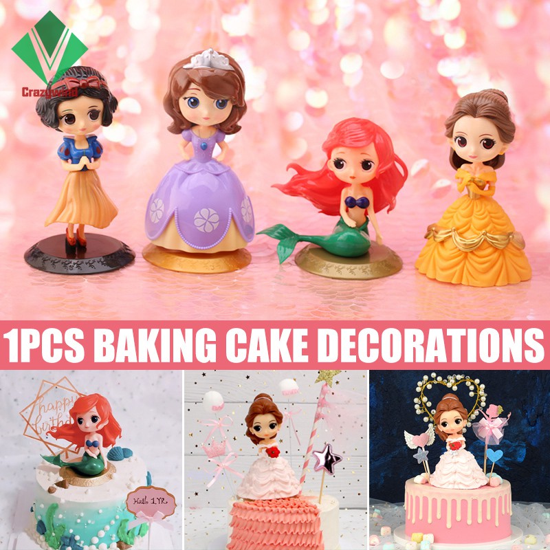 Disney Cute Cartoon Girls Cake Topper Big Eyes Doll Princess Birthday Cake Decoration Party Supplies