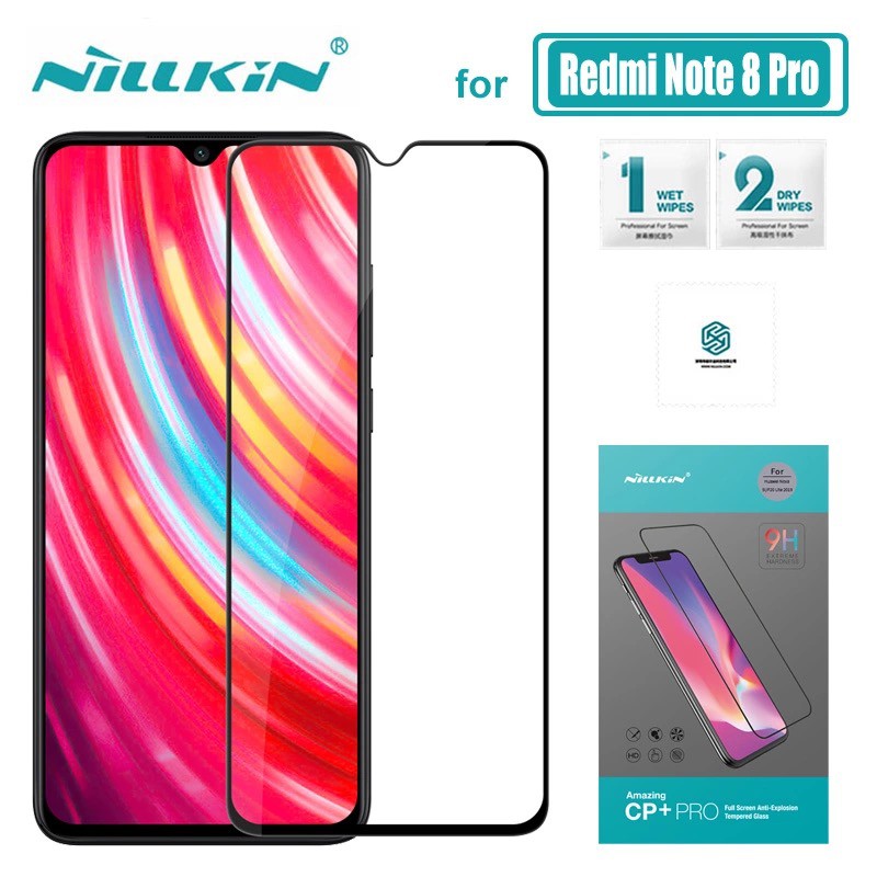 Kính cường lực full màn Nillkin Amazing CP+ Pro cho Xiaomi Redmi Note 8 Pro - Đạt chuẩn 9H và độ hiển thị đạt 98%