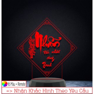 Đèn Led 3D trang trí Thư Pháp chữ NHẪN 01 – Trang Trí, Để Bàn,Phòng Ngủ, Thiết Kế Khắc Hình Theo Yêu Cầu