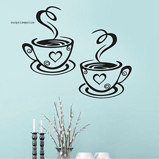 Nhãn Dán Trang Trí Tường Hình Tách Cà Phê Bằng PVC