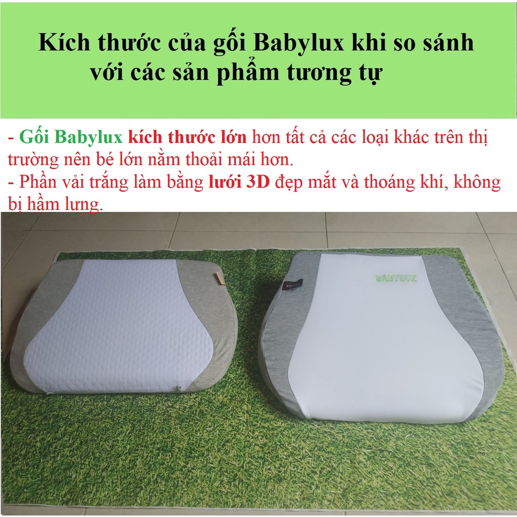 Combo 3 in 1:Gối chống trào ngược 15 độ, đệm ngủ đúng tư thế & Gối chống bẹp đầu cao su non cho bé Babylux