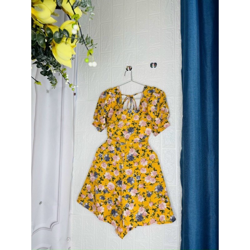 Váy Xòe Nữ 💖FREESHIP💖 Đầm Xòe Họa Tiết Hoa Ngắn Tay Cổ Vuông Sang Chảnh | BigBuy360 - bigbuy360.vn