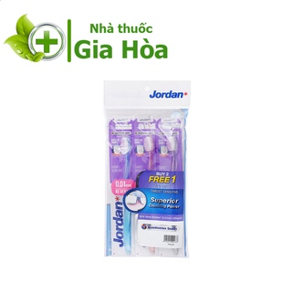 Combo 3 bàn chải đánh răng Jordan Target Sensitive lông siêu mềm, cực mỏng 0.01mm, làm sạch răng miệng, nướu nhẹ nhàng