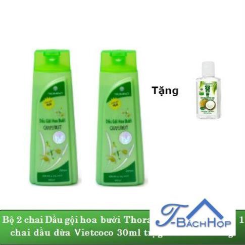 Bộ 2 Chai Dầu Gội Và Xả Hoa Bưởi Thorakao 400ml (Tặng 1 Dầu Dừa Vietcoco 30ml) T_Bách Hợp