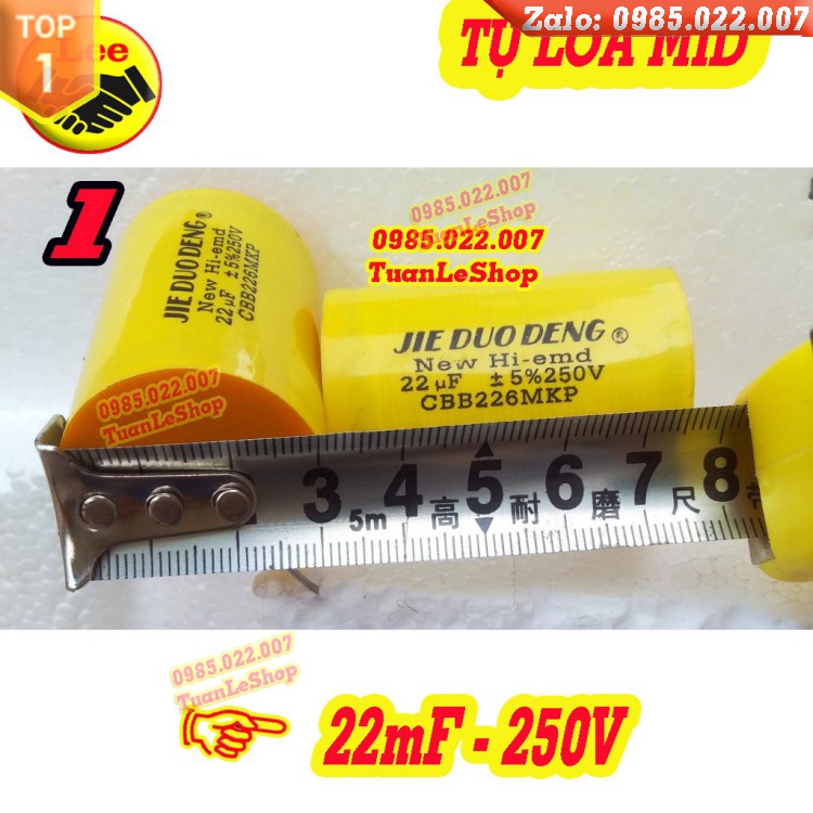 TU 22MF -TỤ PHÂN TẦN 22 250V VÀNG TRÒN - GIÁ 01 CÁI - TU LOA MID