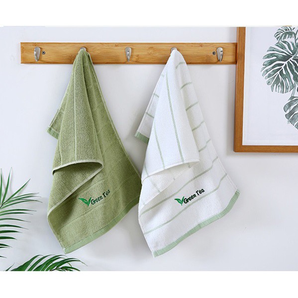 Khăn Mặt Cotton Màu Trà Xanh Matcha, Tím Lavender Đẹp Nhẹ Nhàng Size 35x75cm, Bông Dày Dặn, Mịn Và Siêu Thấm Hút