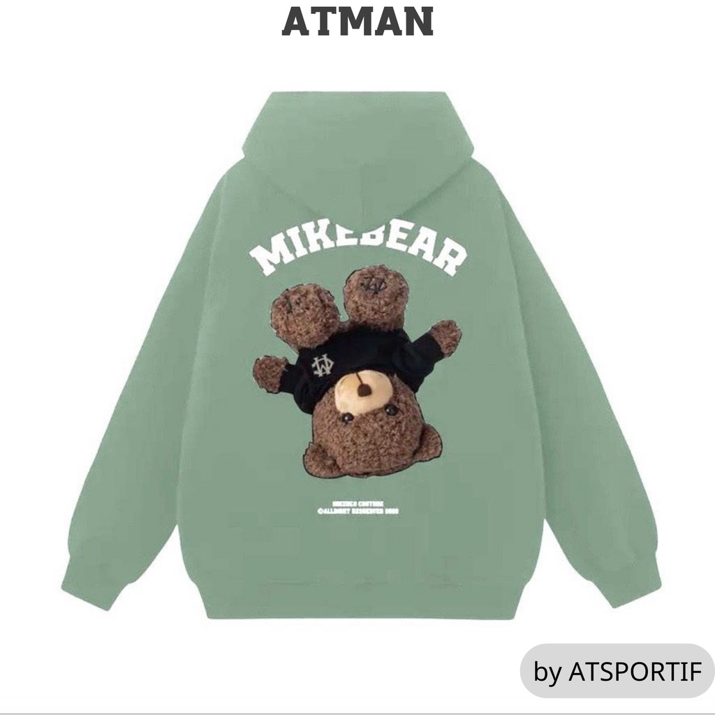 Áo Khoác Hoodie MIKE BEAR nỉ bông tay dài unisex dáng rộng, năng động, thời trang ATMAN