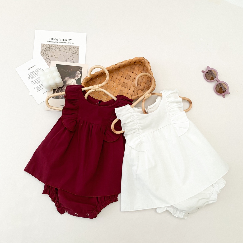 Đầm Sát Nách Dáng Rộng Màu Trơn Cho Bé Gái Sơ Sinh