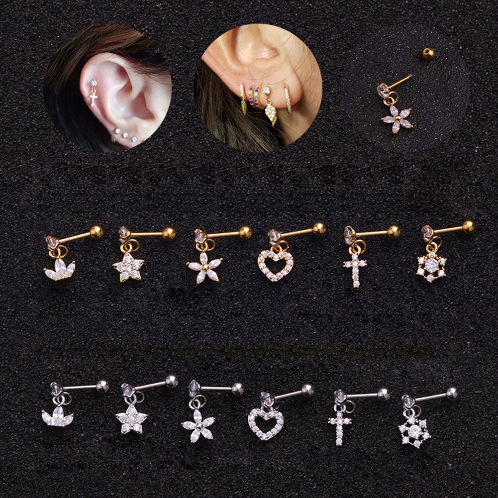 Bông Tai Hình Hoa / Ngôi Sao Đính Đá Zircon Dễ Thương Thời Trang Cho Nữ