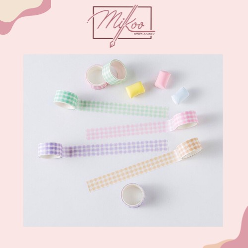 Set Washi Tape Caro Pastel Đáng Yêu Nhiều Màu