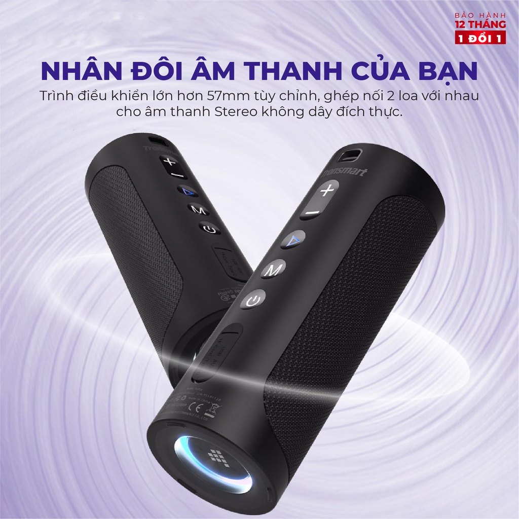 Loa Bluetooth Tronsmart T6 Pro 45W Chống nước IPX6 Ghép nối 2 loa - Hàng chính hãng - Bảo hành 12 tháng