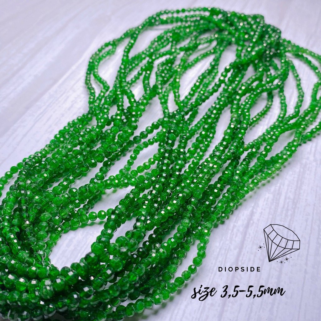 Vòng tay Diopside quấn 3 màu xanh đẹp, hạt size 4 li ,vòng đá phong thuỷ