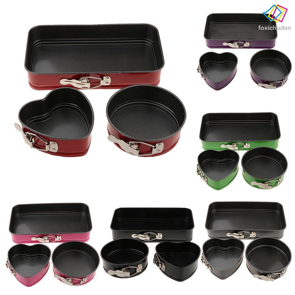 FCD☆ 3 Pcs Set Non Stick Pan Cake Removable Tray Cheesecake Baking Mold Mould Kitchen Tool