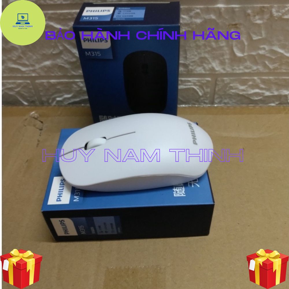 Chuột máy tính không dây PHILIPS độ nhạy cao, giảm tiếng ồn, bấm êm tặng kèm pin chính hãng