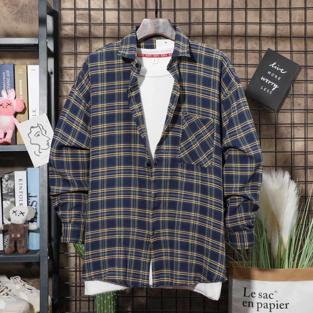 Áo Sơ Mi Caro Dài Tay Thời Trang Hàn Quốc Cho Nam Size M-3XL