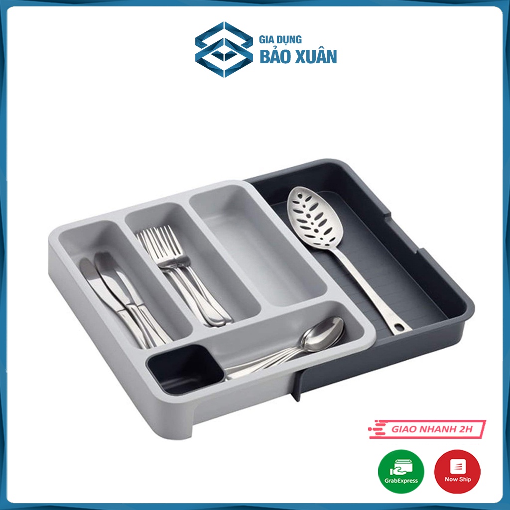 Khay đựng dụng cụ Joseph Joseph DrawerStore Expanding Cutlery Tray màu ghi xám