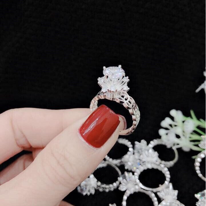 Nhẫn kim tiền bạc thật đính đá cao tuyệt đẹp