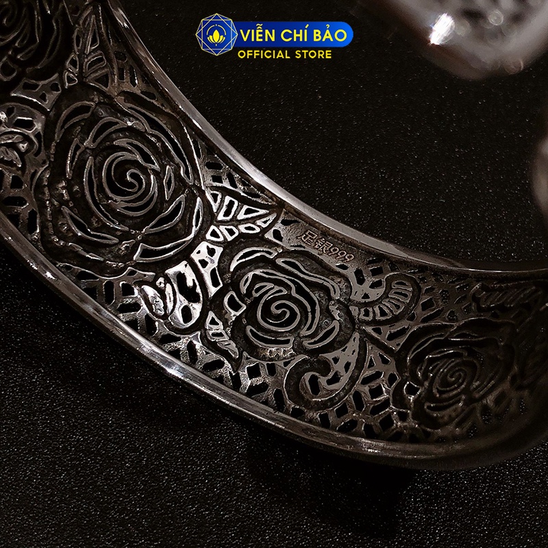 Kiềng bạc nữ Hoa Hồng bản to chất liệu bạc Thái 925 thời trang nữ phụ kiện trang sức nữ Viễn Chí Bảo L000409