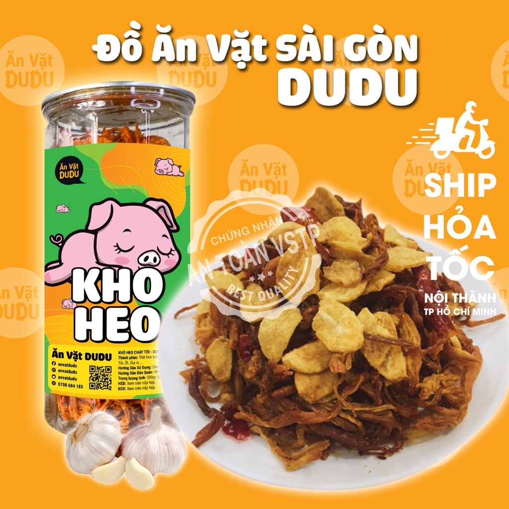 Khô heo cháy bơ tỏi cay DuDu 300g đồ ăn vặt Sài Gòn vừa ngon vừa rẻ | BigBuy360 - bigbuy360.vn