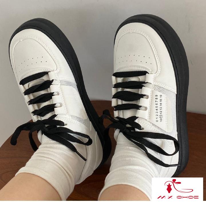 M & X~ Giày Thể Thao Da Đế Dày Thoáng Khí Phong Cách Hàn Quốc Dễ Phối Đồ Thời Trang Mùa Hè Dành Cho Nữ