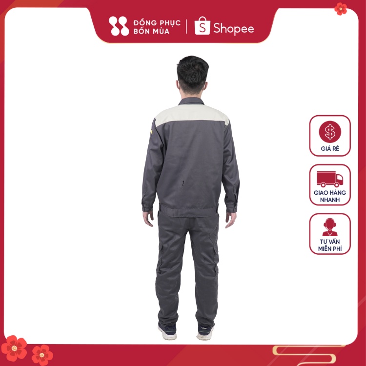 Bộ Quần áo kaki vàng ngắn tay bảo hộ lao động nam nữ chất liệu vải loại dày kaki sẵn hàng 100% B01.09-21