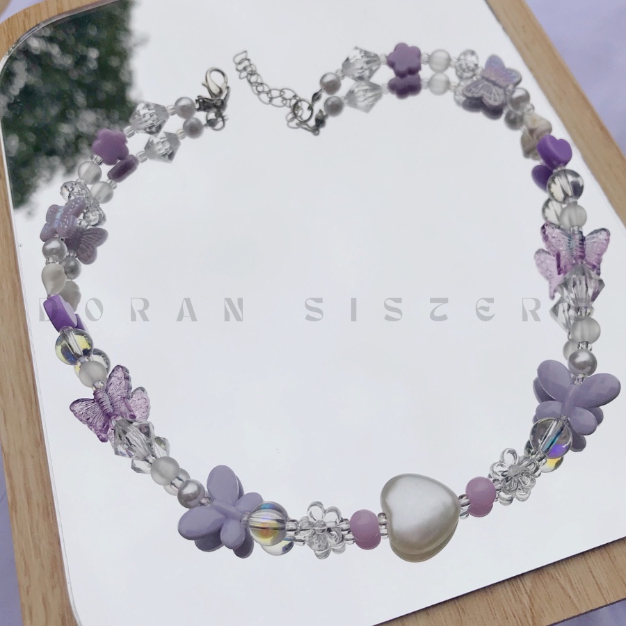 Vòng cổ - Dây chuyền hologram trái tim và các loại charm khác theo tone màu pastel có mắt xích phong cách Hàn Quốc 💜
