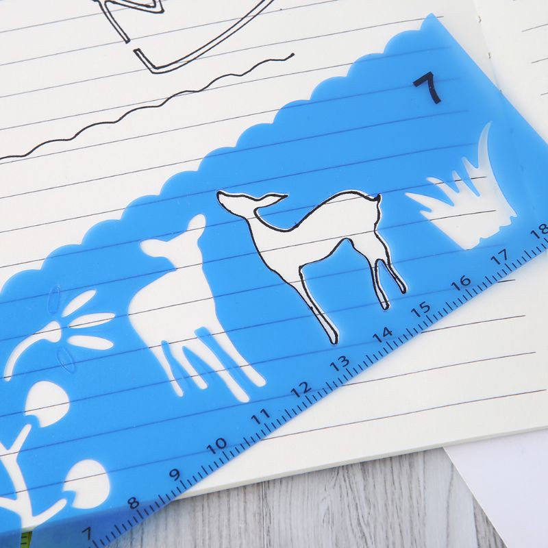 12 thước kẻ bằng nhựa DIY khung vẽ stencil hoạt hình cho trẻ em