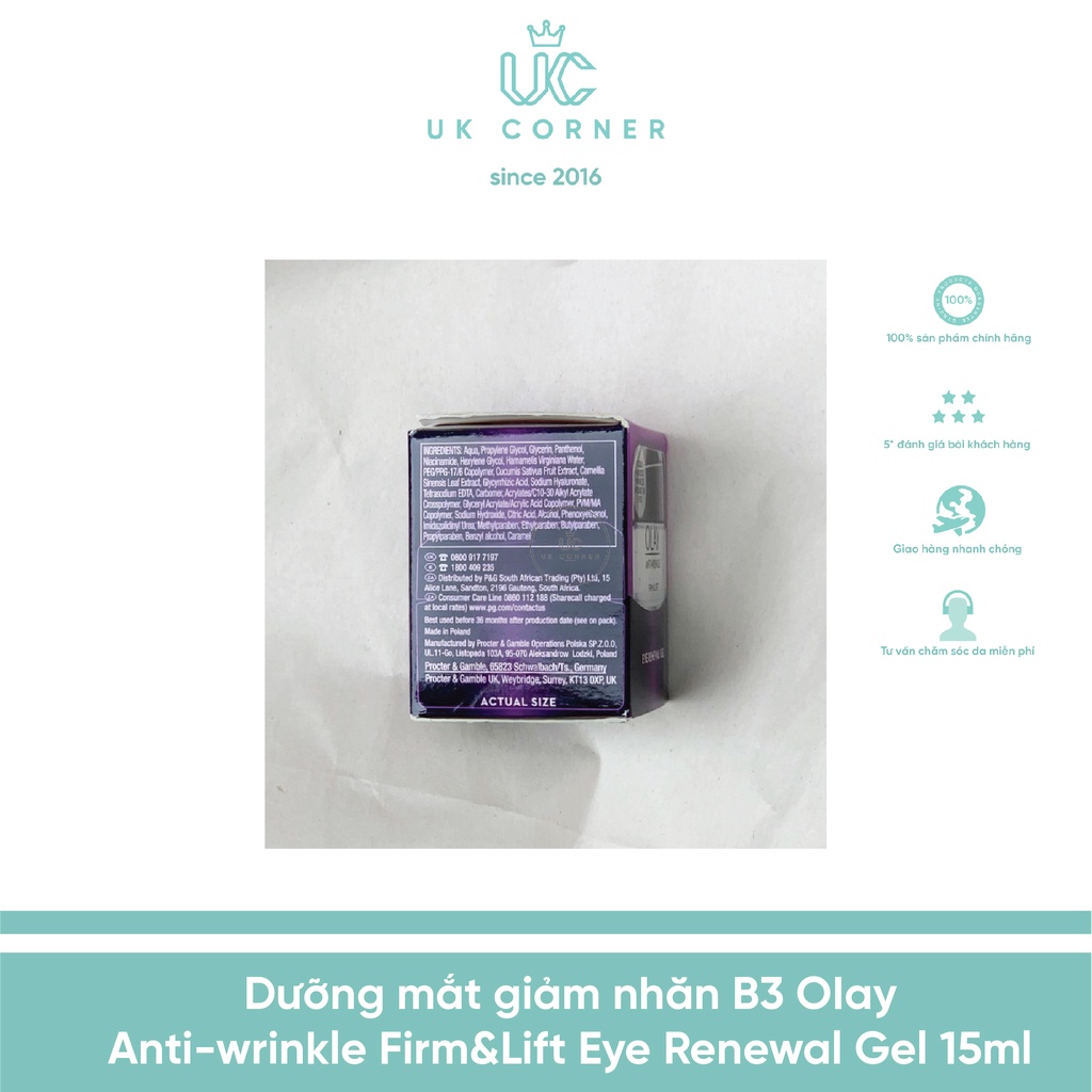 Dưỡng mắt giảm nhăn OIay Anti-wrinkle Firm and Lift Eye Renewal Gel 15mL