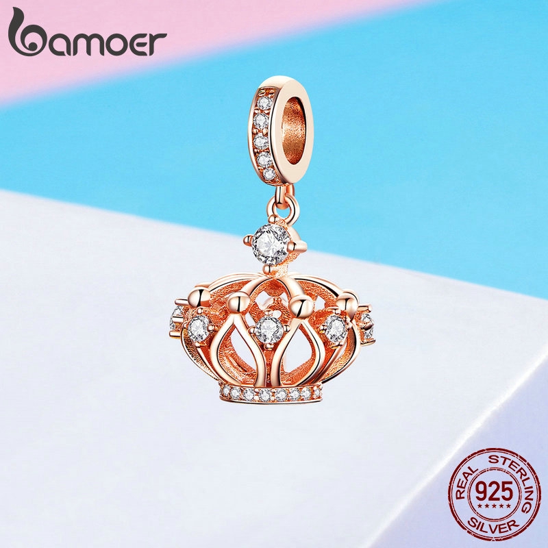 Hạt Charm Bamoer Scc1121 Kiểu Dáng Vương Miệng Màu Vàng Hồng Dùng Làm Trang Sức