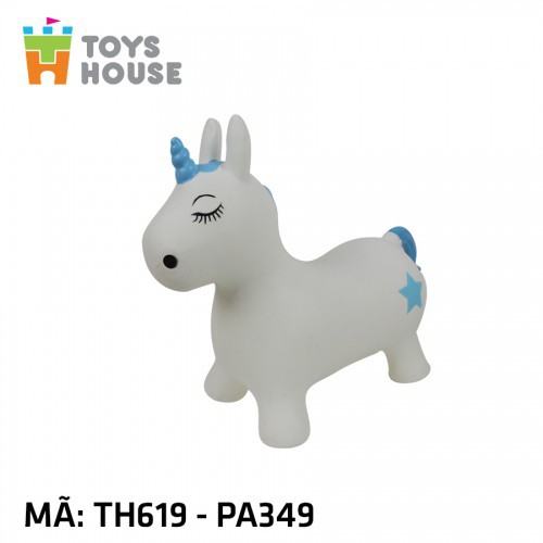 Thú nhún bơm hơi hình kỳ lân màu hồng ToysHouse mã TH619 - Đồ chơi vận động cho bé từ 8 tháng