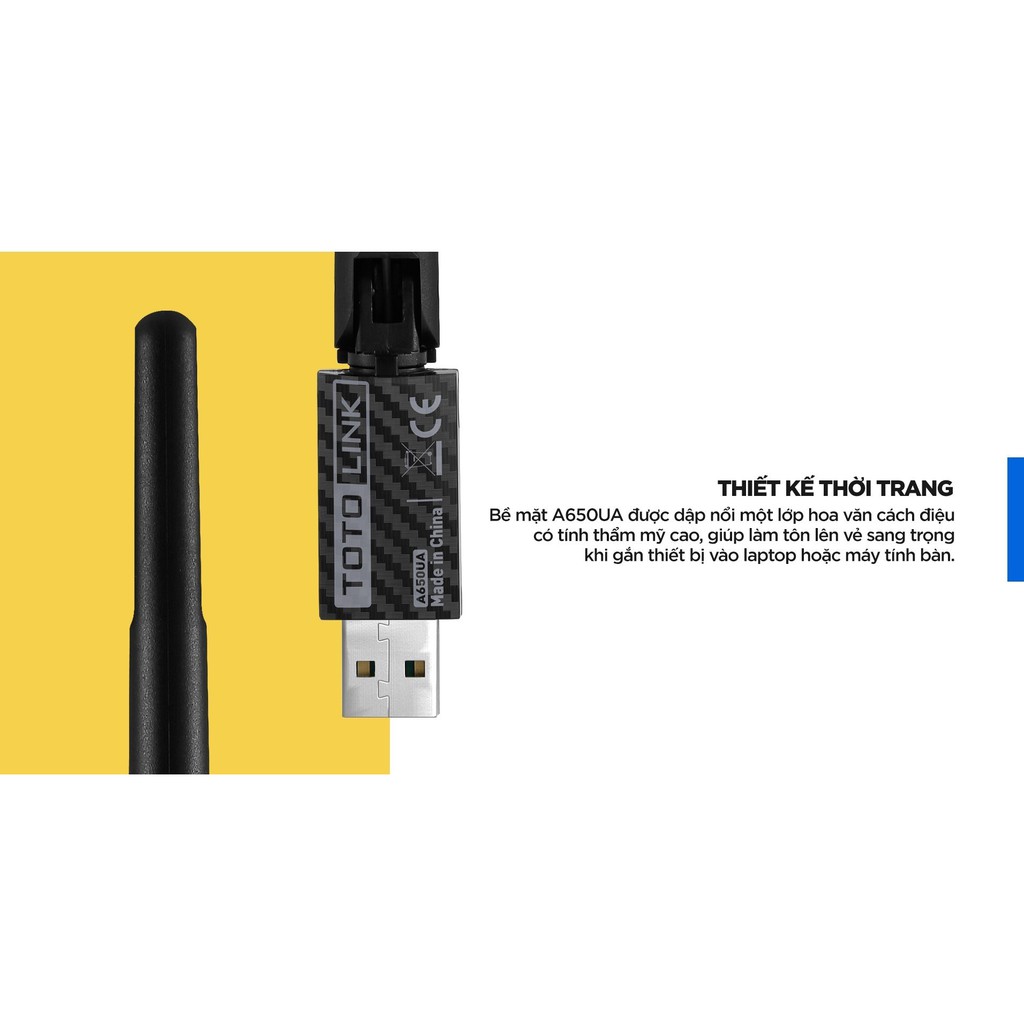 Thiết bị thu USB WiFi TOTOLINK A650UA - Băng tần kép AC650 - BH Chính Hãng 24t - HTG