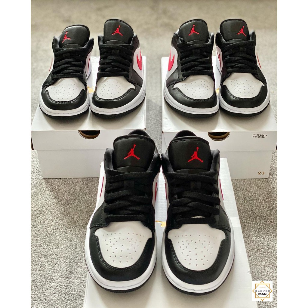 (FREESHIP+HỘP) Giày thể thao Sneakers AIR JORDAN 1 Low Siren Red Màu đen logo đỏ mũi trắng cổ thấp | BigBuy360 - bigbuy360.vn