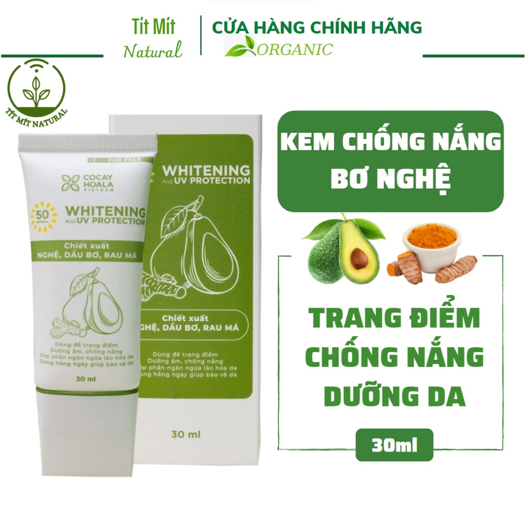 Kem chống nắng bơ nghệ 3in1 - Kiềm dầu, chống thấm nước, thay kem nền trang điểm, nâng tông da Cỏ Cây Hoa Lá 30g