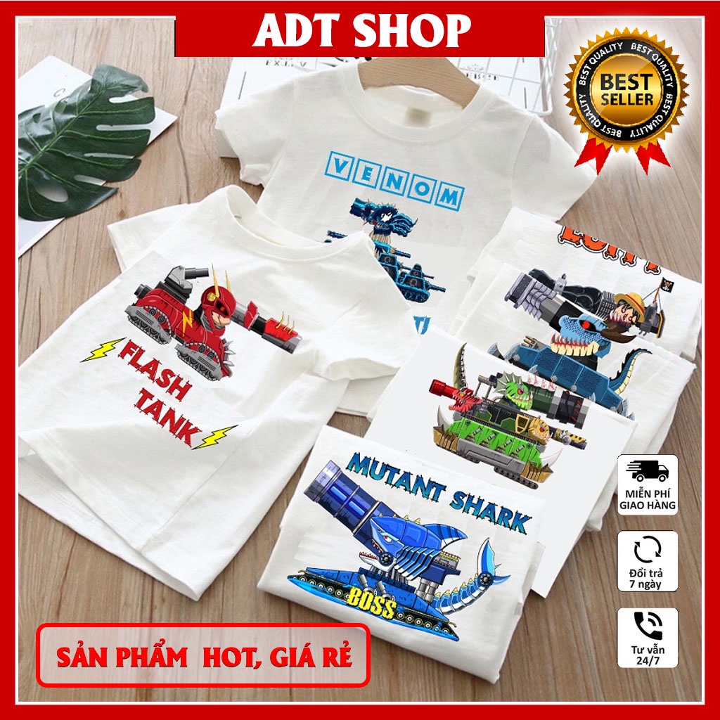 BST Áo thun xe tăng quái vật tank arena đại chiến cực hot màu trắng đủ size cho bé trai bé gái giá siêu rẻ