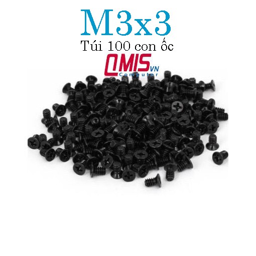 M3*3 - 100 con ỐC VÍT BẮT Ổ CỨNG HDD SSD Caddy dùng cho Laptop kích thước M3x3 M3 x 3 mm
