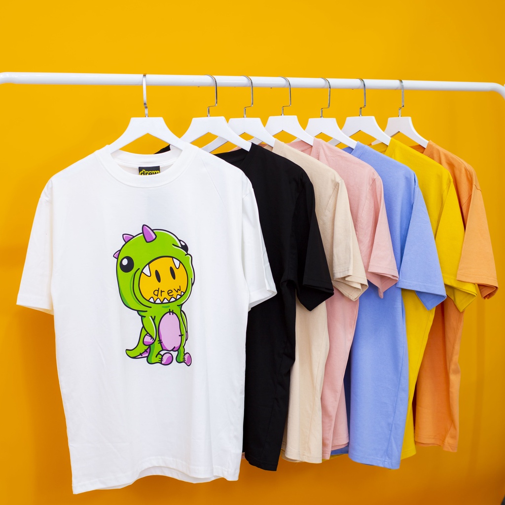 Áo thun DREW house khủng long Hogoto shop , Áo phông 100%  cotton unisex nam nữ form rộng oversize