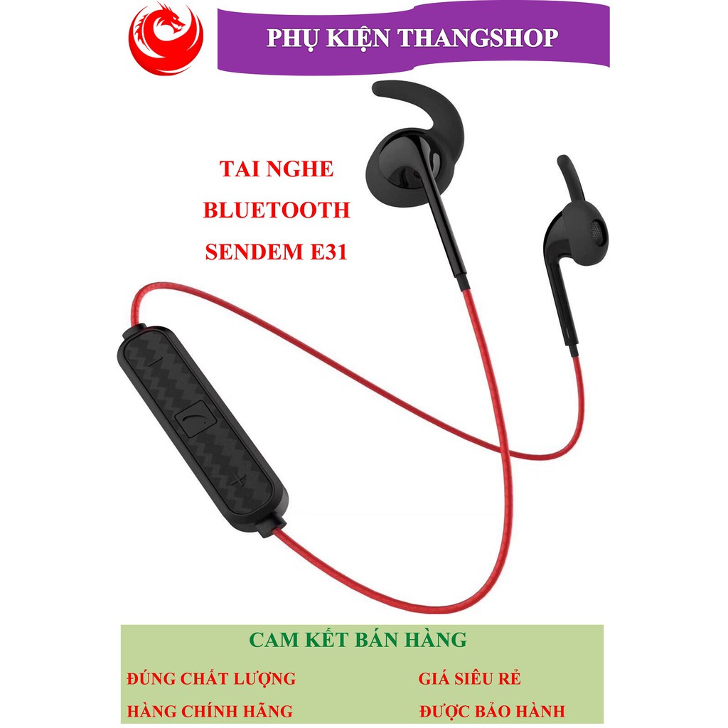 Tai Nghe thể thao kim loại Bluetooth SENDEM E31 - chống nước - cách âm tốt - Hàng chính hãng