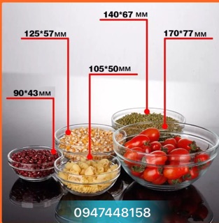 Bộ 5 bát thuỷ tinh có nắp đậy