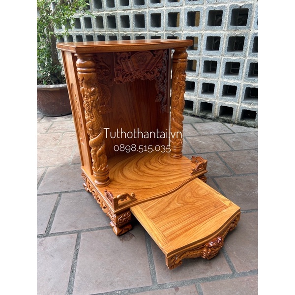 Bàn thờ thần tài ông địa gỗ gõ đỏ 60 x 81cm   - TUTHOTHANTAI.VN