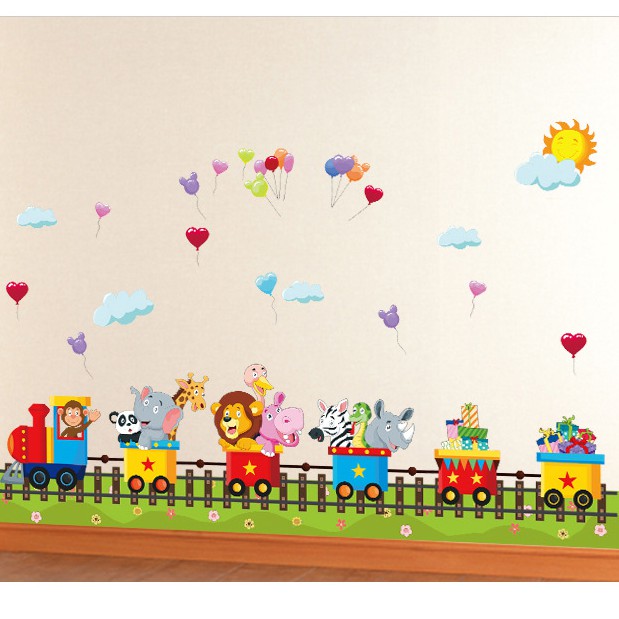 🚉🚉Tranh decal dán tường ĐV VÀ ĐOÀN TÀU cho bé - Decal dán tường🚉🚉