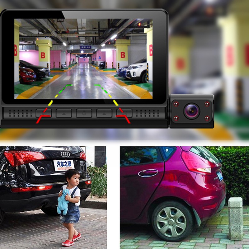 1080P Touch Dash Cam Car Recorder Camera Camera kép Camera hành trình phía trước và phía sau 170 góc Màn hình lùi đỗ xe 24h | BigBuy360 - bigbuy360.vn
