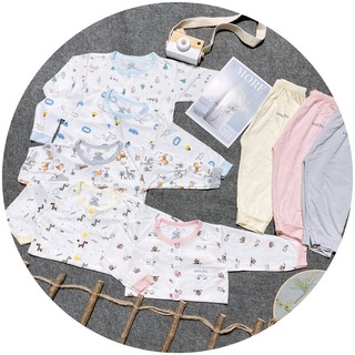 Bộ dài tay sơ sinh UNCHI cổ màu cúc giữa chất peptit mềm mịn cho bé từ 0 đến 18 tháng thời trang trẻ em Shop Mẹ Bin Bin