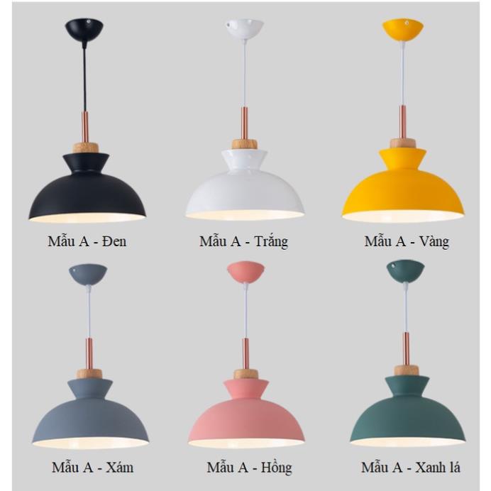 [Hàng Xịn Sò] Đèn Thả Trần Chao Nhôm Đuôi Gỗ A/B/C, Mẫu Đèn Trang Trí Hiện Đại
