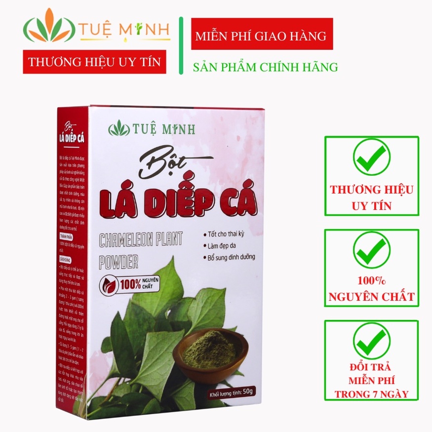 Bột Diếp Cá Nguyên Chất Tuệ Minh Cao Cấp, Bột Diếp Cá Sấy Lạnh Thanh Nhiệt Giải Độc, Đẹp Dáng Sáng Da (hộp 50gr)